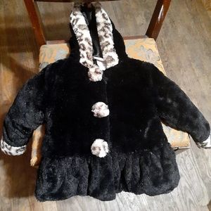 Girls sz 3T faux fur winter dress coat